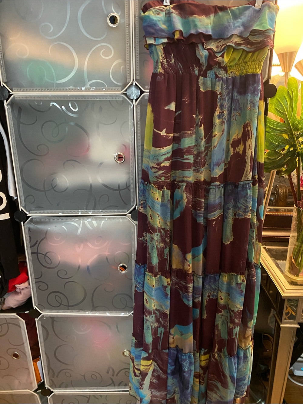 Strapless Multi-Color Ruffle Maxi Dress - Picture 2 of 4